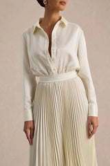 Naxos | Cream Satin Shirt Maxi Dress
