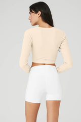 Seamless Ribbed Cropped Serene Long Sleeve - Macadamia