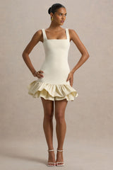 Daliana | Stone Square-Neck Ruffled Mini Dress