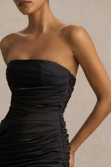 Dulcie | Black Lace Bandeau Maxi Dress With Wrap-Details