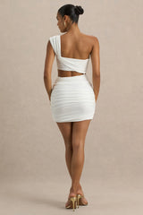 Wilma | White Asymmetric Micro-Mini Dress With Open-Back And Cut-Out Detail