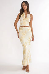Golden Hours Maxi Skirt Embellished Yellow