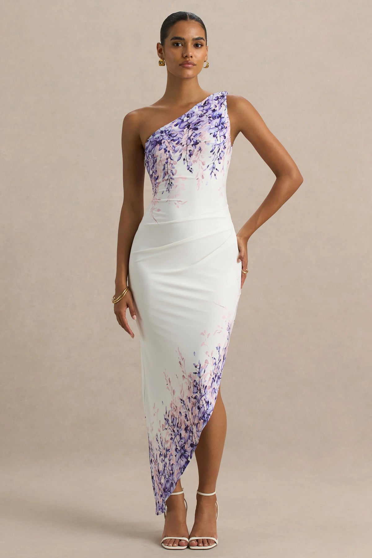 Sybil | Wisteria Floral Print Asymmetric Midi Dress