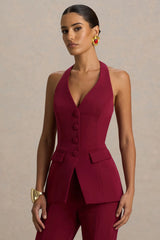Tecla | Burgundy Button-Up Tailored Waistcoat