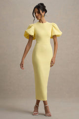 Dakota | Lemon Blue Puff-Sleeve Midi Dress