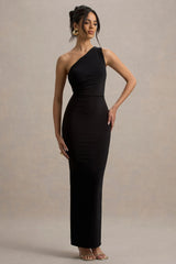 Venetia | Black One-Shoulder Tie-Back Maxi Dress