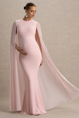 Currant | Pink High-Neck Maternity Maxi Dress With Cape