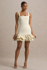 Daliana | Stone Square-Neck Ruffled Mini Dress