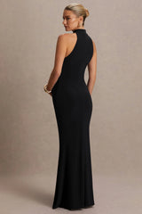 Kaia | Black Halter-Neck Maternity Dress
