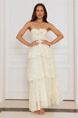 Tranquil Twilight Strapless Maxi Dress Yellow