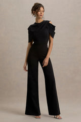 My Destiny | Black Asymmetric Draped Jumpsuit