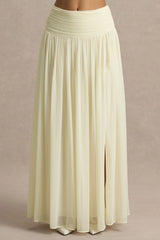 Spencer | Cream Chiffon Pleated Maxi Skirt