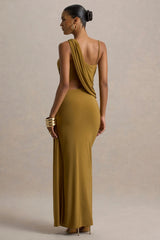 Storm | Camel Asymmetric Maxi Dress With Cut-Out Details