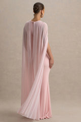 Currant | Pink High-Neck Maternity Maxi Dress With Cape