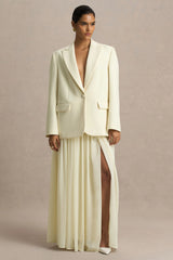 Spencer | Cream Chiffon Pleated Maxi Skirt