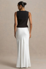 Lilah  | Cream Satin Maxi Skirt