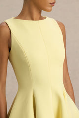 Gabrielle | Lemon High-Neck Mini Dress With Ruffling Detail
