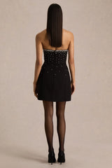 Visionary | Black Bandeau Mini Dress With Embellished Detailing
