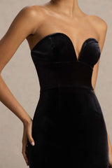 Yolanda | Black Velvet Sweetheart-Neck Maxi Dress