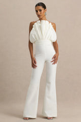 Riga | White Ruffled Asymmetric Jumpsuit
