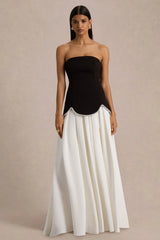 Wendy | Black And White Maxi Dress With Drop-Waist