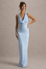 Alesso | Powder Blue Satin Cowl-Neck Maxi Dress