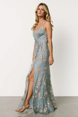 Marcia Sparkle Gown | Light Blue + Rose Gold