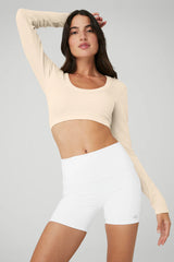 Seamless Ribbed Cropped Serene Long Sleeve - Macadamia