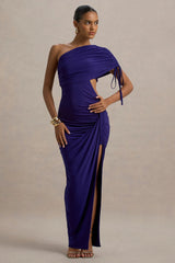 Trance | Blue Asymmetric Maxi Dress with Split