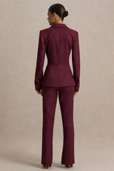 Wonder Woman | Burgundy High Waist Tailored Trousers With Hem Split
