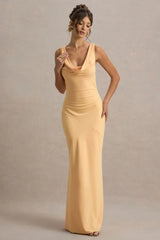 Alesso | Peach Satin Cowl-Neck Maxi Dress