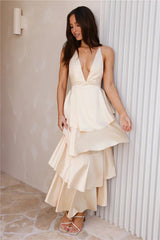 Golden Age Satin Maxi Dress Yellow