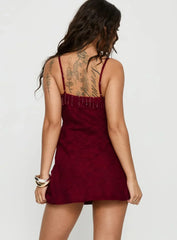 Tanisha Drop Neckline Mini Dress Red