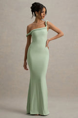 Lita | Light Green Twisted Asymmetric Maxi Dress