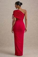 Trance | Red Asymmetric Maxi Dress With Split