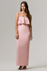 Scarlet | Pale Pink Square-Neck Embellished Maxi Dress
