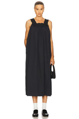 Midi Dress With Lace in Tech Poplin