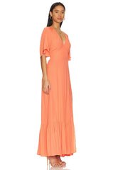 Black Flutter Sleeve Maxi Dress