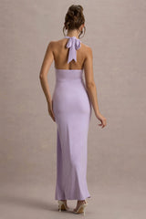 Sunflower | Lilac Ruched High-Neck Split Maxi Dress