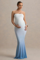 Sharnie | Blue Ombre Strapless Maternity Maxi Dress