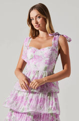 Zirconia Tie Strap Tiered Dress