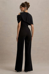My Destiny | Black Asymmetric Draped Jumpsuit