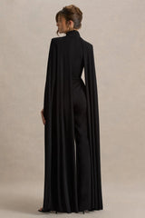 Dulcet | Black High-Neck Jumpsuit With Cape Sleeves